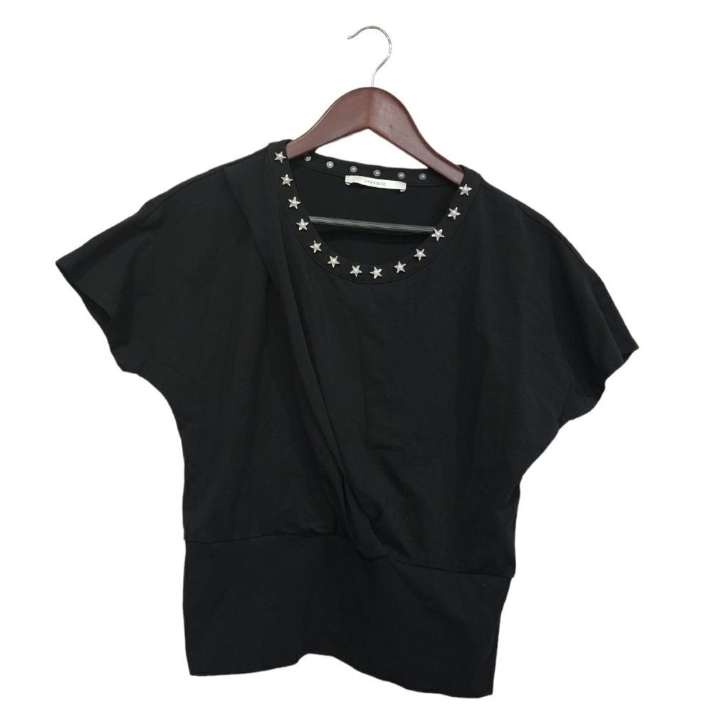 Uterque Black Twist Top With Star Neckline